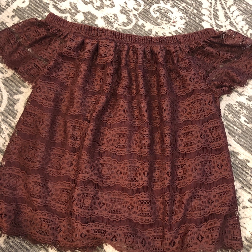 Dark purple off shoulder lace top